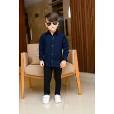 Blusa Social Infantil Lisa De Botão Masculina Infanto-juvenil Tecido Com Algodão