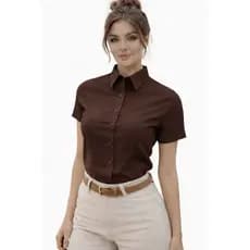 Camisete Manga Curta Feminina Social Ajustada Para Uniforme,Trabalho, Leve ,Nao Amassa ,Facil de Cuidar Envio Rapido