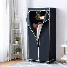 Guarda Roupa Portátil 5KG Organizador Dobrável TNT, Ferro e Plástico 55CM X 45CM X 150CM Dobrável