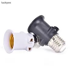 luckyeo PBT À Prova De Fogo E27 Adaptador De Lâmpada Suporte Base Soquete Conversão Com Plugue Ue TQ