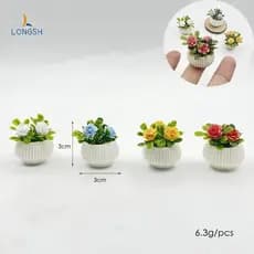 [LongSH] 1 Peça Casa De Boneca Sala De Estar Decoração De Cena Mini Planta Rosa Vasos De Plantas Modelo Paisagem Em Mini
