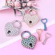 [LongSH] Metal Love Wish Lo Keyed Padlos Em Forma De Coração Para Caixa De Joias Pequena Madeira Novo