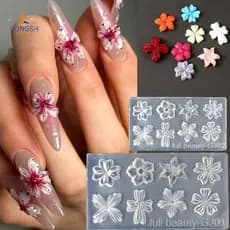 [LongSH] Molde De Silicone Para Unhas Com Flor De Rosa 3D Estilo Oceano Concha Estrela Do Mar Transparente Faça Você Mes