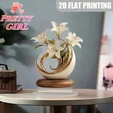 [Pretty ggirl] Ornamento De Flor De Lírio Acrílico 2D Decoração De Mesa Para Sala De Estar Escritório Casa Design De Art