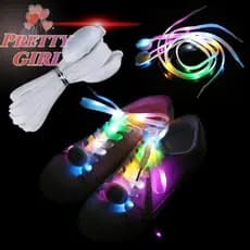 [Pretty ggirl] Cadarços De Sapato LED Flash Acendem Cores Brilhantes Algodão Piscantes Para Festa Legal [Novo]
