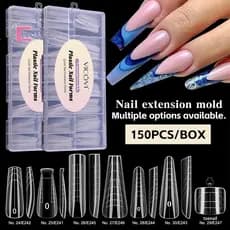 HCCC 150 Pçs/Caixa Formas Duplas Unhas Caixão Quadrado Amêndoa Molde De Extensão De Pontas Falsas Gel UV Construção Rápi