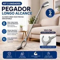 Pegador Longo Alcance Garra Extensora Aço Inox Pega Lixo Objetos Chão
