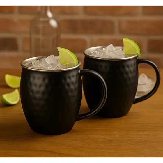 Caneca Drink Moscow Mule Metal Preta 580ml | Acabamento Premium e Sofisticado Ideal para Drinks e Coquetéis