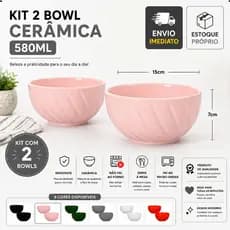 Kit 2 Peças Tigela Cambuca Grande Caldo Sopa Espanha Colors Cerâmica 580ml