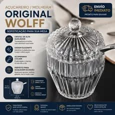 Kit Açucareiro com Colher Wolff Vidro Cristal Imperatriz Wolf Resistente Original