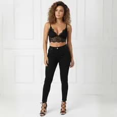 Cropped Sutiã Renda Guipir Decote V Alça fina