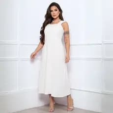 Vestido Feminino Longuete Linho Pâmela Alças