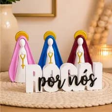 Kit Decorativo Religioso Letreiro Rogai por Nós + Imagem de Nossa Senhora - Decoração Cristã- Decoração Casa- Presentes