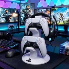 Suporte PS5 para Headset e Controle DualSense – Organizador Gamer Porta Controle PlayStation 5 - Porta CDs Gamer