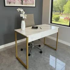 Mesa de Escritório Home Office Estilo Industrial - Metalon Dourado - 116 CM Athena
