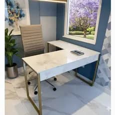Mesa Escrivaninha Estilo Industrial L 120 cm Metal Dourado Athena Escritório Escrivaninha Quarto