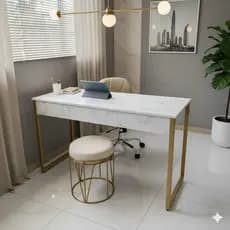 Mesa Escrivaninha Estilo Industrial 100 cm  Metal Dourado Escritório Home Office Escrivaninha quarto