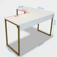 Escrivaninha De Canto Estilo Industrial Mesa Em L Escritório Pé Metal Dourado Home Quarto
