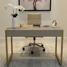 Mesa de Escritório 116 CM Home Office Estilo Industrial - Metalon Dourado -  Moca