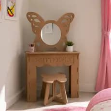 Penteadeira c/ Banco Infantil Borboleta Decoração Quarto de Menina