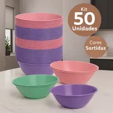 Kit 50 Bacia de Plástico 1 Litro Multiuso Cozinha Restaurante Lanchonete