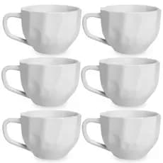 Kit 6 Xicaras para Cafe Prisma Porcelana Branca 200ml Decoração Cozinha