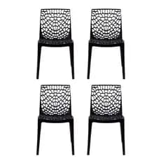 Sala De Jantar Cadeiras Gruvyer Empilhável Cor Preto Kit 4 Unidades