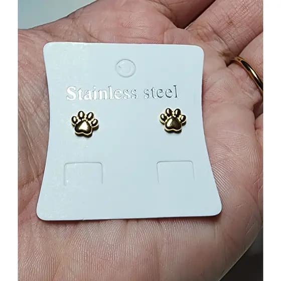 Brinco Patinha de Cachorro Aço Inox