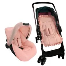 Kit Capa de Bebê Conforto, Capota + Protetores de Cinto e Capa de Carrinho Com Protetores