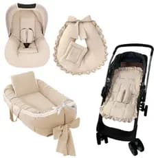 Kit Ninho Redutor + Almofada Amamentar + Capa Bebe Conforto Capota Protetores + Capa Carrinho