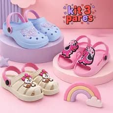 Kit 3 Pares Sandália Infantil Menina Confortável