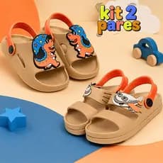 Kit 2 Pares Sandália Papete Infantil Menino Leve e Confortável