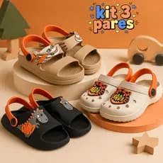Kit 3 Pares Sandália Babuche Masculino Criança Infantil