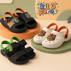 Kit Com 3 Pares Babuche Sandália Masculino Infantil