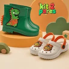 Kit 2 Pares Galocha Infantil Menino e Babuche Masculino Confortável