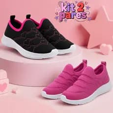 Kit 2 Tênis Infantil Calce Fácil Menina Leve e Confortável