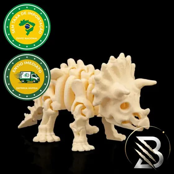 Dinossauro Articulado Esqueleto 3D Flexível Brinquedo Colecionavel Geek Decoração Presente Lembrancinhas Tricerátops
