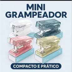 Mini Grampeador Portátil Transparente Pequena Máquina de Encadernação com uma Caixa de Grampo Multifuncional