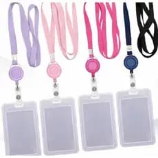 Porta Cartão Com Cordão Retrátil Suporte de Plástico Porta Cartão