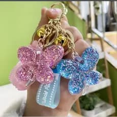 Chaveiro de Borboleta Com Lantejoulas Pingente Acrílico Brilhantes Criativo