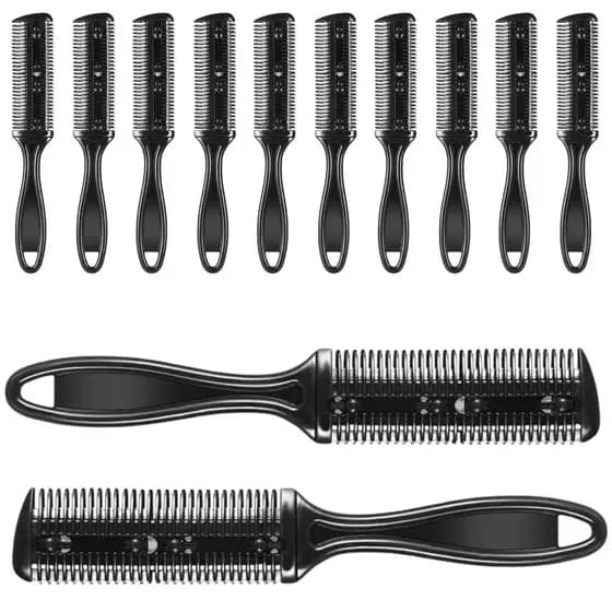 Kit 12 Pentes Navalha Navalhete Desfiador De Cabelo E Barba