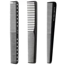Kit 3 Pentes Carbono Anti Estáticos De Corte Barbeiro Preto Profissional