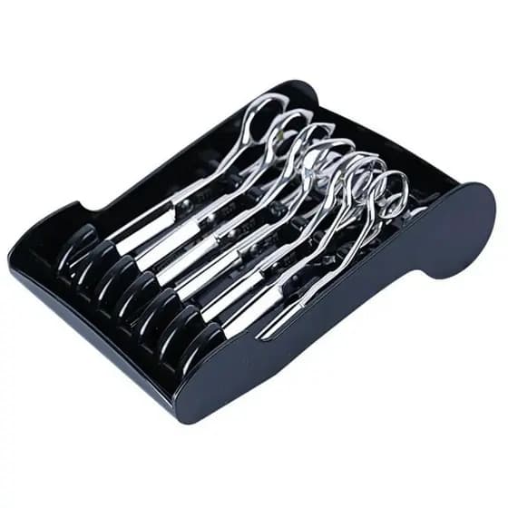 Suporte de Tesouras Acrílico C/ Ventosa Preto Barbeiro Cabeleireiro