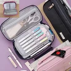 Kit 3 Estojo De Lápis De Grande Capacidade Durável Simples e Grande Estojo De Lápis Compartimentos