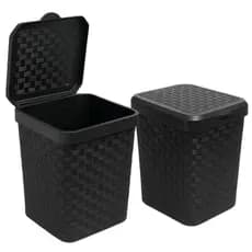 Kit Até 2 Lixeiras Cesto 05 Litros Rattan Arqplast Com Tampa Móvel Lixeira Cozinha Lixeira Banheiro Chique Escritório