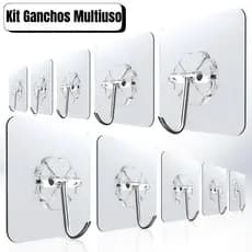 KIT Até 20 Kit Ganchos Adesivos Transparentes Multiuso Doméstico – Suporte Forte para Parede, Cozinha e Banheiro Casa ar