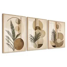 Quadros Decorativo Grande Abstrato Folhagem Boho Luxo Moderno Sala Quarto Casa Moldura 60x80cm Vidro