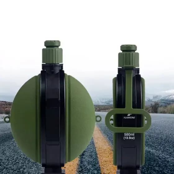 Cantil Garrafa Militar Bússola Dobrável Compacto 580mL