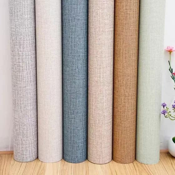 Papel de parede autoadesivo em PVC  com estampa de linho para decoração de casa, quarto e sala
