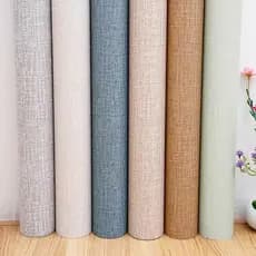 Papel de parede autoadesivo em PVC  com estampa de linho para decoração de casa, quarto e sala